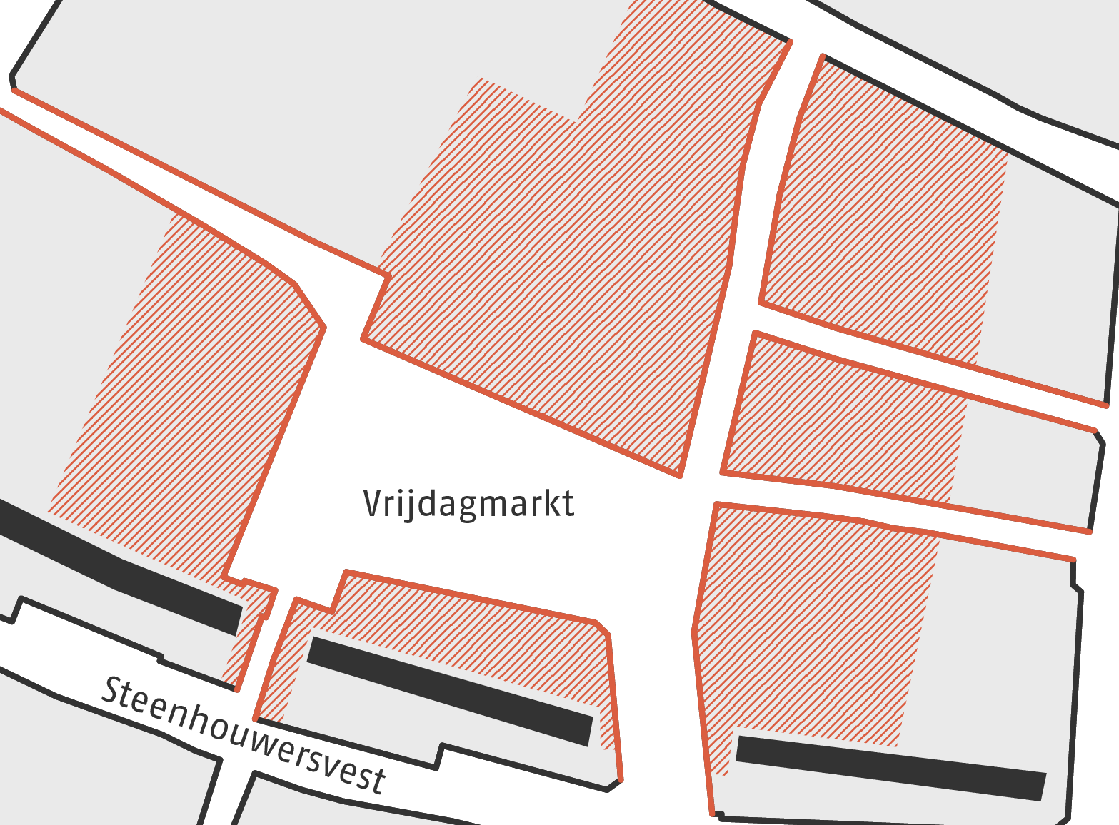 De stedenbouwkundige situatie rondom de Vrijdagmarkt